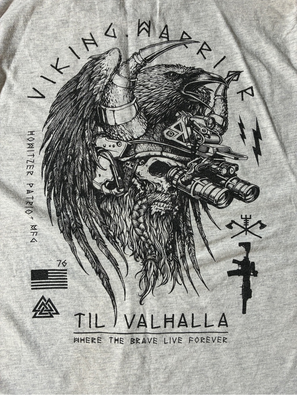 Howitzer Patriot MFG Viking Warrior Til Valhalla Graphic Tee Men's M